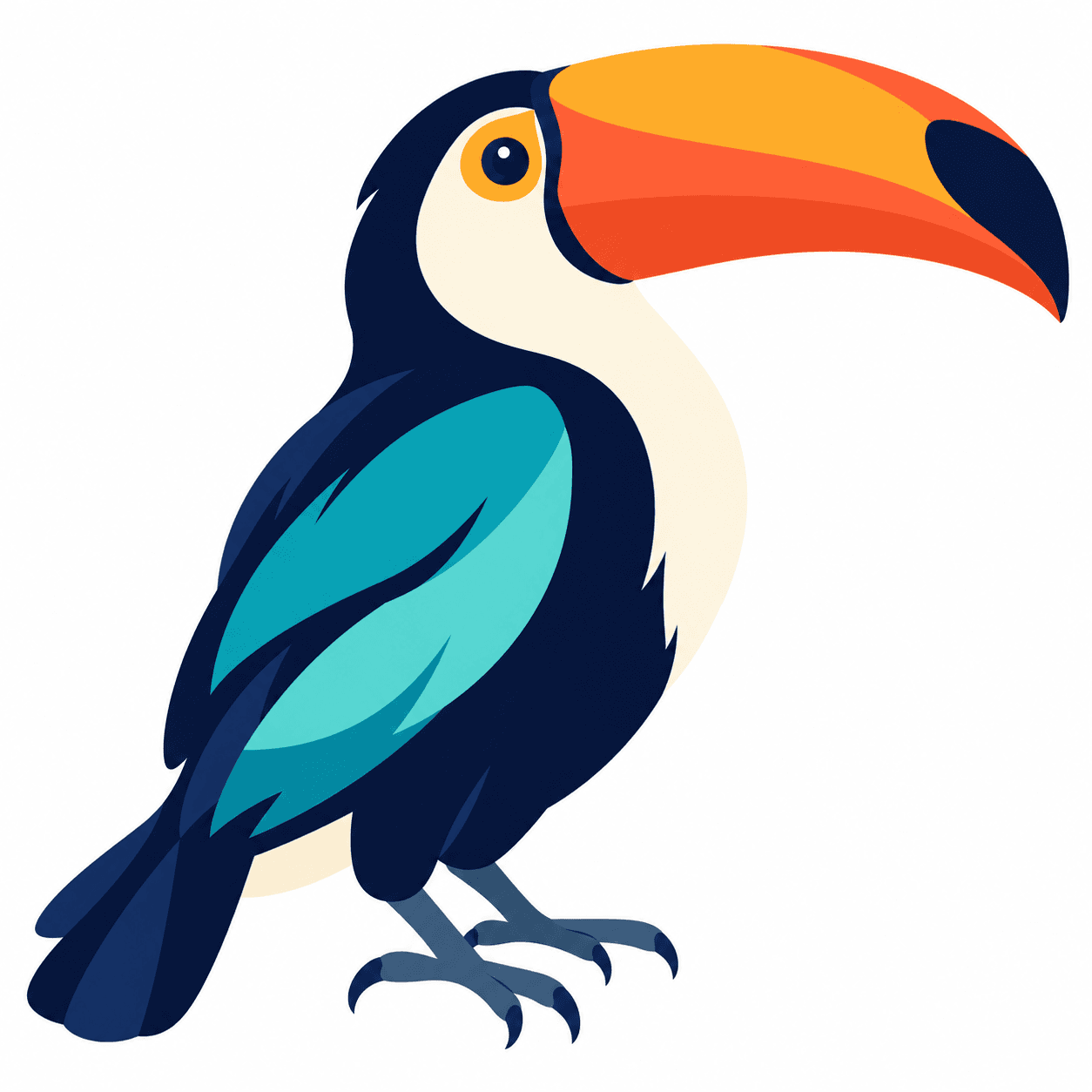 Ilustração de tucano em PNG, com pixels visíveis ao ampliar