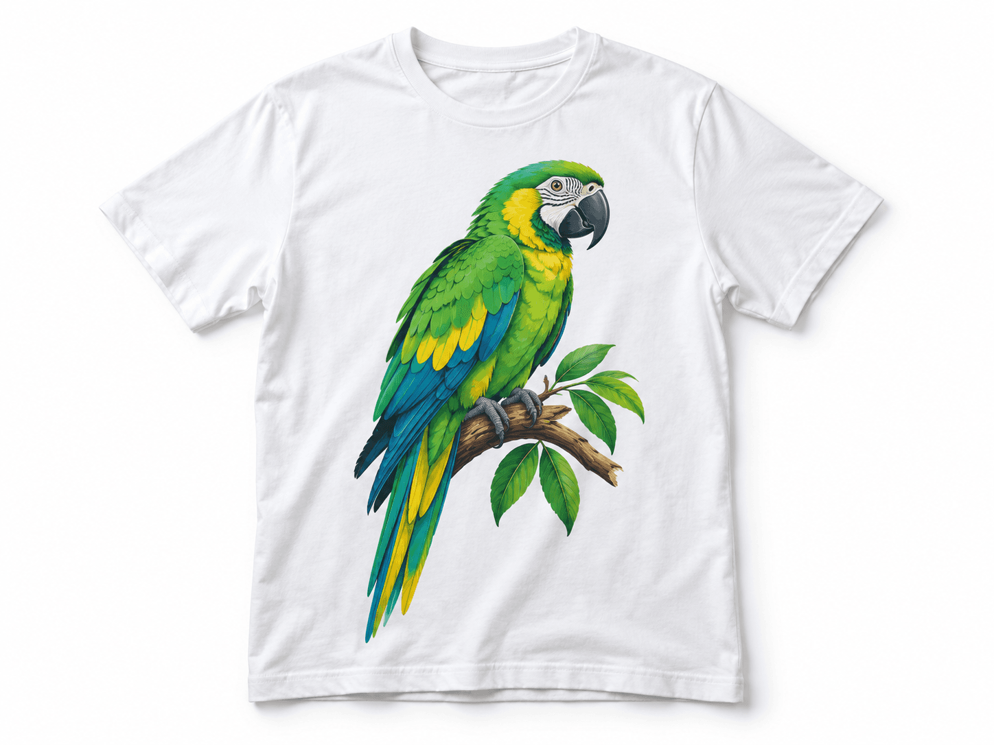 Mockup de uma camiseta com estampa de papagaio